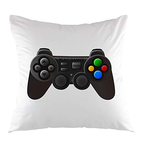 oFloral Gamer Pilowcase,Black Joystick with Buttons Game Controller Gamepad Throw Pillow Cover Square Cushion Case for Sofa Couch Car Bedroom Living Room Home Decorative 18" x 18" inch