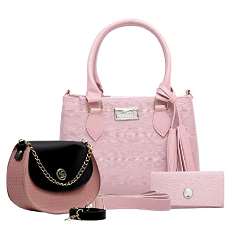 Kit Bolsa Feminina 3 Pç Lindas Texturadas Willibags (Rosa)