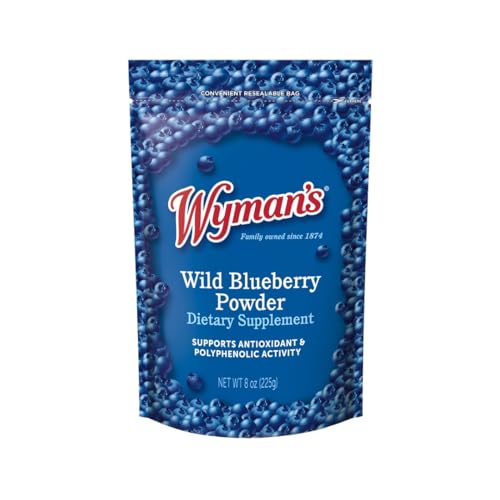 Wyman's Wild Blueberry Powder - 100% Wild Blueberries, No Sugar Added, Antioxidant Activity, Resealable Pouch - 8oz