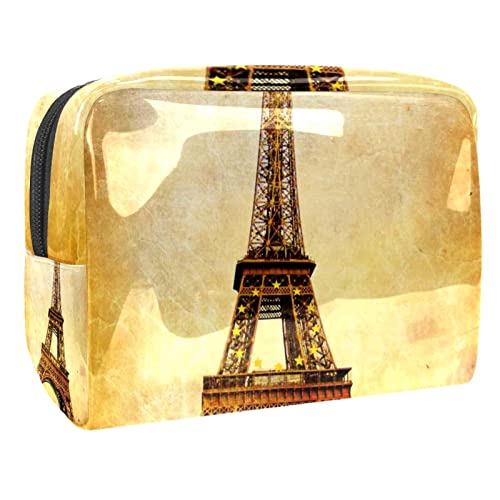 Trousse de Maquillage de Voyage Trousse de Toilette Trousse cosmétique,Tour Eiffel rétro Pont,Pochette de Maquillage étanche en PVC pour étui à cosmétiques