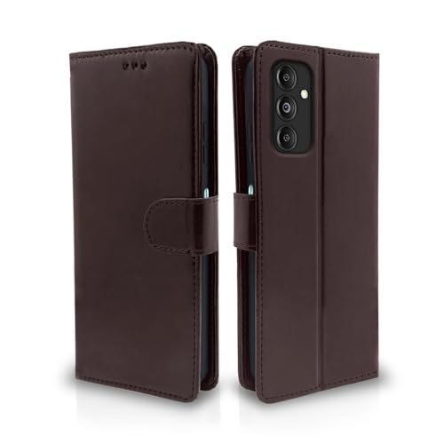 Pikkme Flip Cover Leather Finish | Inside TPU with Card Pockets | Wallet Stand and Shock Proof | Complete Protection Flip Case for Samsung Galaxy M35 5G (Coffee)- Best and cheap mobile covers in India