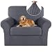 Turquoize 2 Piece Sofa Cover Stretch Spandex Slipcovers with Elastic Bottom Chair Couch Shield Rich Jacquard Stretch Fabric High Spandex Form Fit Slipover (Chair, Grey)