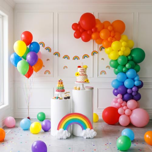 RUBFAC Rainbow Balloons, 120pcs Party Balloons for Birthday Baby Shower Graduation Anniversary Wedding Party Supplies Garland Arch Decoration,12 Inches, Assorted Color