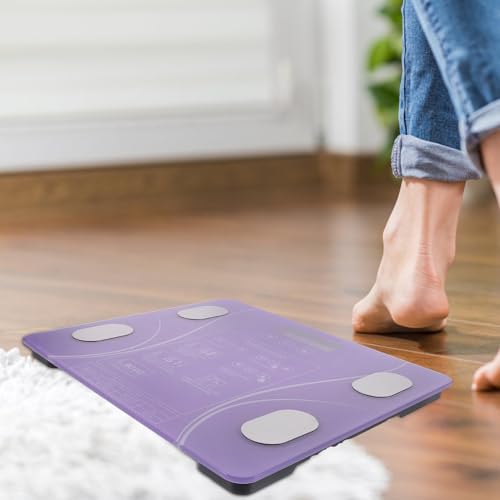 Báscula digital de baño violeta con pantalla LED miniatura 6