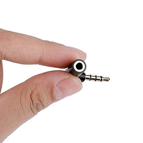 Adaptador de audio macho a hembra 3.5mm ángulo recto 2 piezas miniatura 5