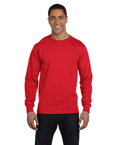 Hanes Men's 5.2 oz. ComfortSoft® Cotton Long-Sleeve T-Shirt L Athletic RED
