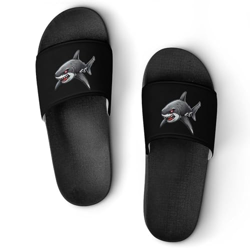 Fierce Shark Non Slip Slides Sandals for Women Men Quick Drying Shower Shoes for Bathroom Pool Beach