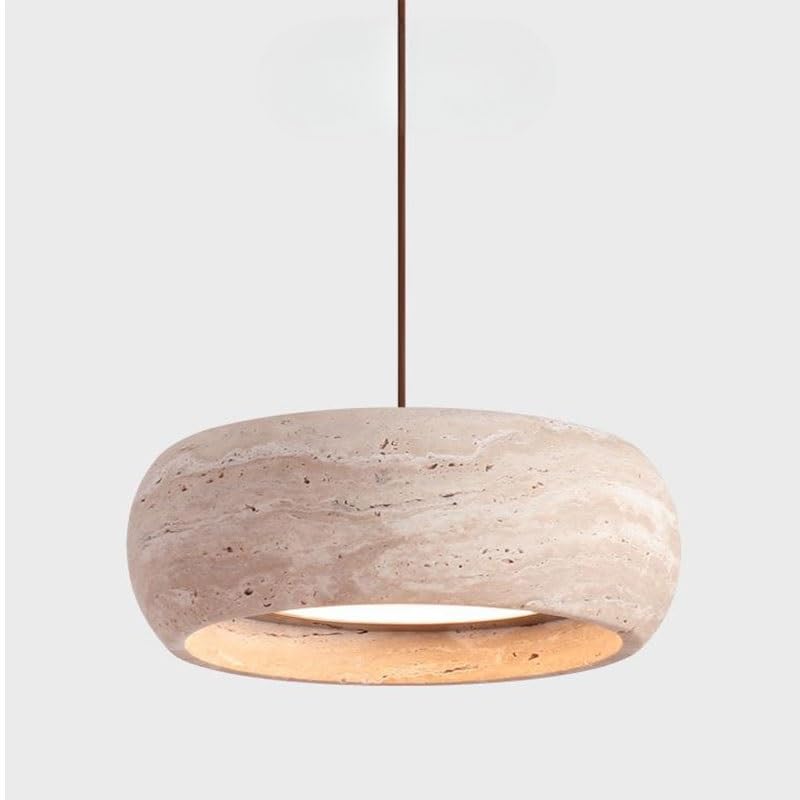 Lustre intelligent LED 18W à intensité variable par télécommande en travertin et noyer