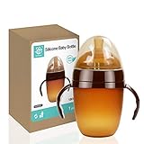 BumbleBee Baby Bottle Silicone Baby Feeding Bottle 8oz with S Nipple for Newborn, Nanosilver