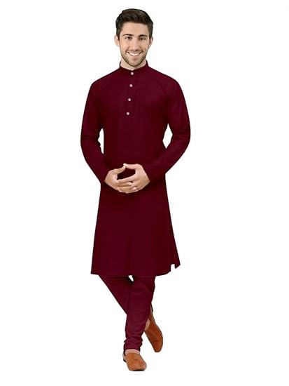 Mens Maroon Matching Designer Kurta Pajama Set for Men