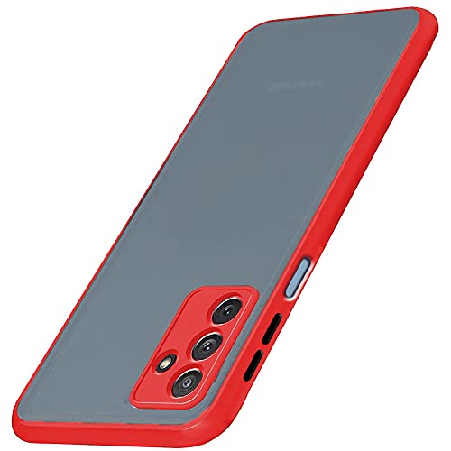 TheGiftKart Translucent Hybrid Back Case Cover for Samsung Galaxy M52 5G | Smoked Matte Back | 360 Degree Protection | Protective Hard Back Case Cover for Samsung Galaxy M52 5G (PC & TPU, Red Bumper)