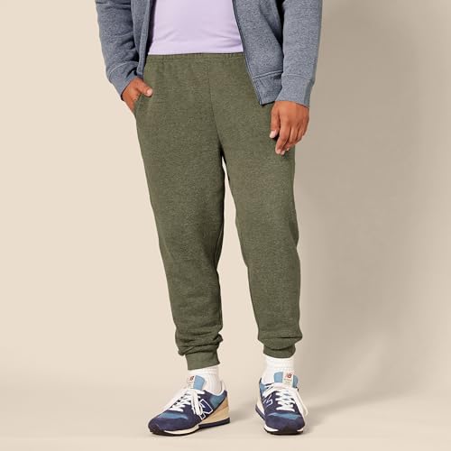 Image of Amazon Essentials Men's Relaxed Fit Fleece Joggers Sweatpants with Drawstring Waist, Tapered Leg, Ribbed Cuffs, Brushed Interior