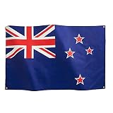 Runesol Neuseeland Nationalflagge 3x5, 91x152cm, 4 Ösen, Messingöse In Jeder Ecke, Neuseeländer Fahnenbanner, Rugby World Cup, All Blacks, Premium Fahnen, Wasserdicht, Innen, Außen