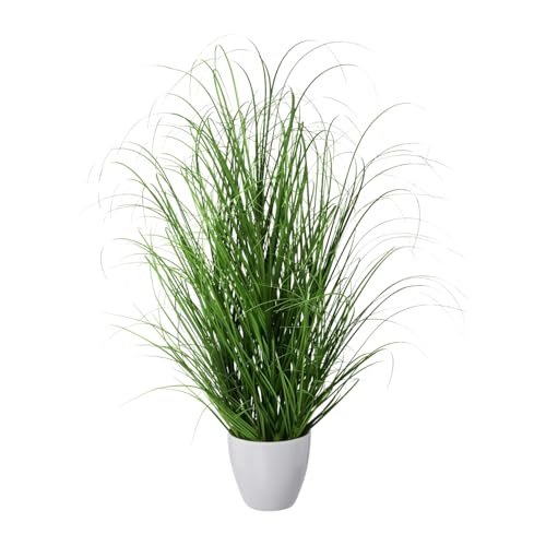 CREATIV green großer künstlicher Grasbusch 75cm im weißen Kunststofftopf...
