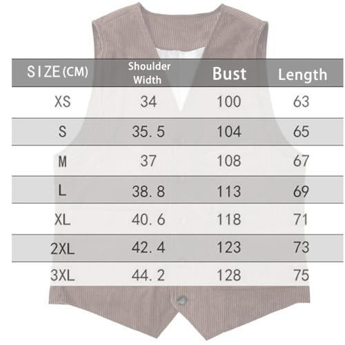 HUIQINGLI Men's Vintage Corduroy Waistcoats Sleeveless Slim Fit Casual Classic Button Down V-Neck Waistcoat with Pockets2