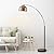Teamson Home Arquer 68.1" Arc Floor Lamp for Living Rooms, Home Offices, Dining Rooms, Bedrooms with Faux Black Marble Base and Antique Brass Bell Shade