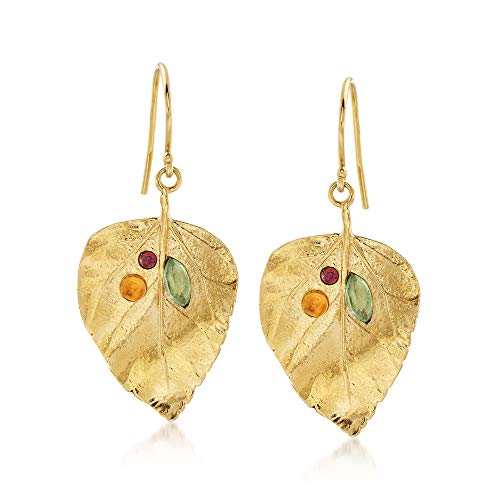 Ross-Simons 1.40 Ct. T.w. Multi-Stone Leaf Drop Earrings In 18Kt Yellow Gold Over Sterling #TOP13
