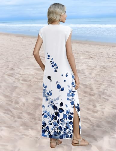 Image of Zeagoo Summer Dresses for Women 2026 Long Maxi Sundresses Loose Split Wrinkle-Free Beach Travel Vacation Clothes