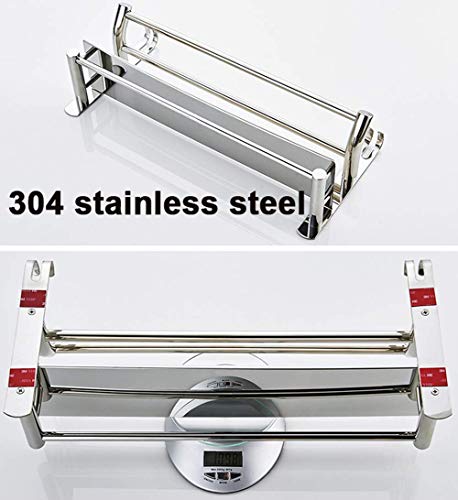 Toallero doble plegable de pared con estante y rieles adicionales de 50cm 5
