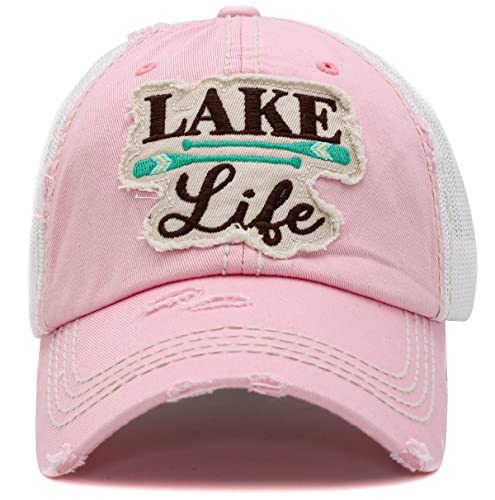 Image of Vacation Beach Camping Womens Baseball Cap Distressed Vintage Unconstructed Embroidered Patch Hat