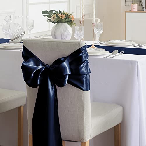 Flohar 1Pack Table Runner 12 X 108 Inches Satin Silk Table Runner For Wedding, Birthday Party, Banquets, Graduations Decoration, Fit Rectange And Round Table-Navy #TOP5