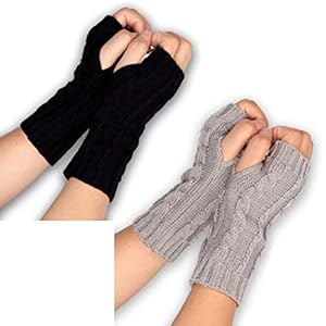 Vrouwen Vingerloze Handschoenen Winter Arm Vingerloze Handschoenen met Duimgat Wanten Polsen Wol Gebreide Warmers…