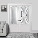 DWCN French Door Curtains – Rod Pocket Thermal Curtain for Doors with Glass Window, Kitchen and Patio Doors for Privacy, 54 X 40 Inch Length, 1 Curtain Panel with Tieback, Greyish White