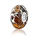 Produktbild ANDANTE Premium Collection - Echter OSTSEE Bernstein Bead Charm Kettenanhänger in 925 Sterling Silber - Zertifiziert - Gold des MEERES - Farbe Safari - 8 mm x 14 mm