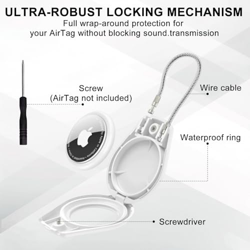 Image of Keychain Holder Case - Waterproof Shockproof Protective Air Tag Key Chain Cover with Steel Wire Cable, Anti-Lost Accessory Compatible with Air for Keys, Luggage, Backpack, Pets