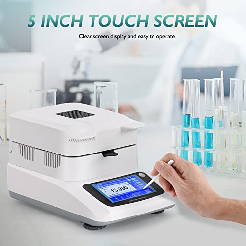 Bonoutil Moisture Analyzer 110G X 1Mg 0.01% Readability Touch Screen Lab Moisture Balances With 20Pcs Aluminum Sample Pan 110V #TOP1