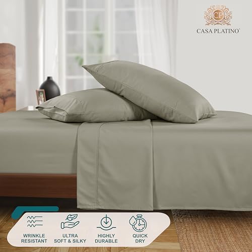 Casa Platino CP10004C-QN-SVL 1000 Thread Count Sheets Queen Size, 4 Pieces, Cotton Rich High Tread Count Sheets thumb #4