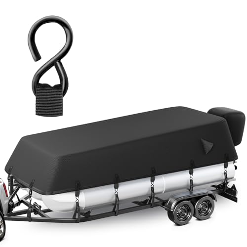 Cerumute Pontoon Boat Cover with Heavy Duty Metal Buckle