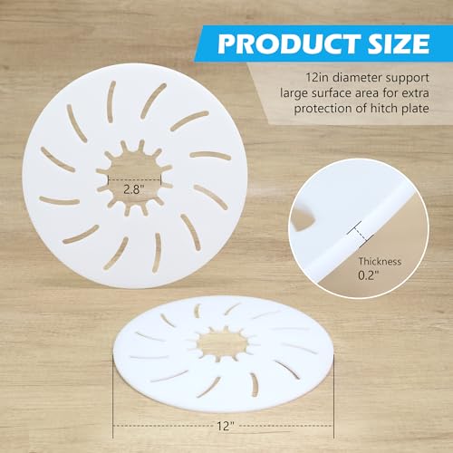 Image of 5th Wheel Hitch Lube Plate 12 Inch White (2 Pack) - RV Camper Trailer Kingpin Friction Pad - No Grease Needed, Silences Squeaks & Protects Hitch Head - Universal Fit