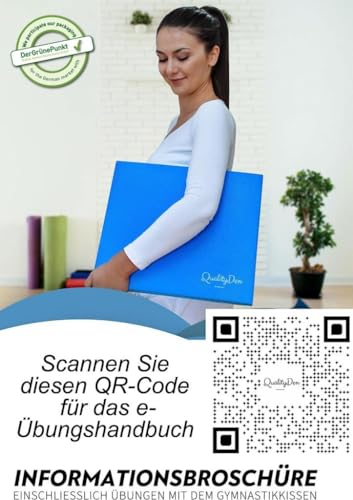 Quality Den Balance Pad, Rutschfester Weichschaum, Balancekissen für Stabilität und Koordination - Hilft, die Tiefenmuskulatur zu Stärken - Inklusive e-Übungshandbuch (40x34x5 cm, Blau)