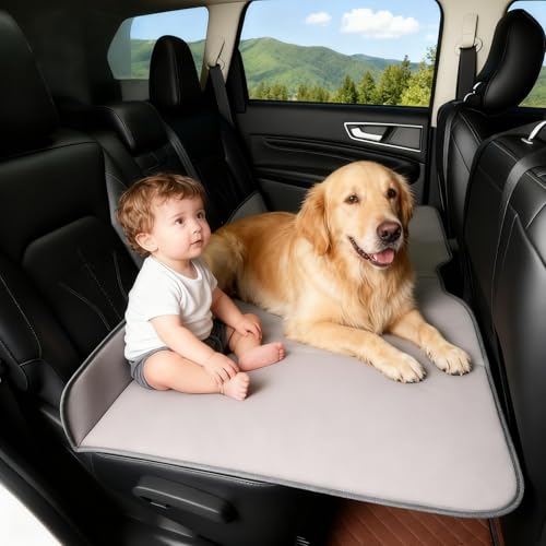 AAGJJ Backseat Car Bed for SUV, Car Camping Bed Platform | Folding Mattress, Eco-Friendly Flocking Portable Travel Platform, No-Inflation Foldable Backseat Mattress, Camping Sleep Gear, Gray