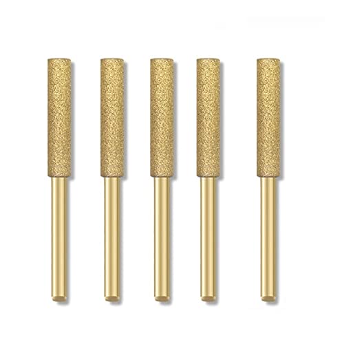 ICAMAS 6 PC Diamant Enduit Cylindrique Fraise 4mm 4.8mm 5mm Tronçonneuse Aiguiseur Pierre Fichier Scie À Chaîne Affûtage Sculpture Outil De Meulage (Color : E)