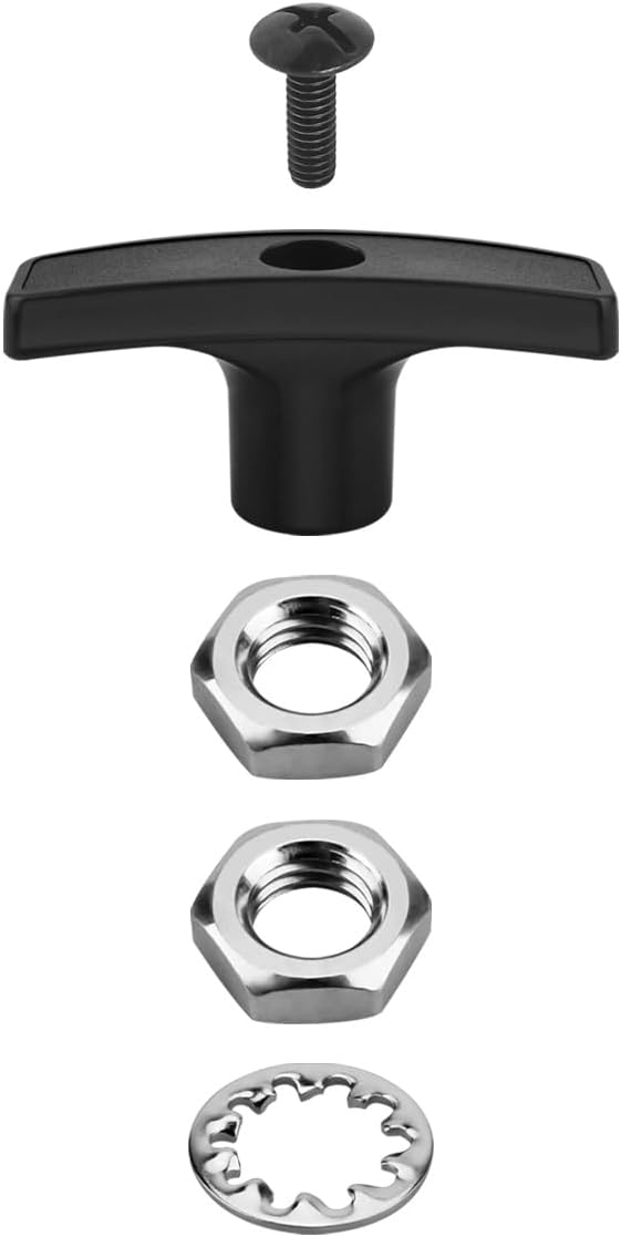 1pcs Black RV Sewer Valve Handle Replacement Kit for RV Waste Valve, RV Black Tank Handle ABS Plastic with Screws, Gasket and Nuts