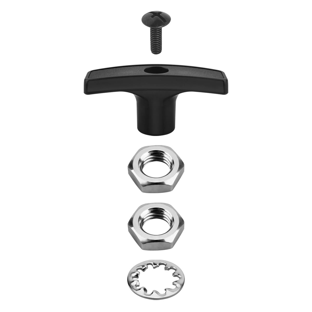 1pcs Black RV Sewer Valve Handle Replacement Kit for RV Waste Valve, RV Black Tank Handle ABS Plastic with Screws, Gasket and Nuts