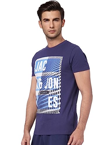 Image of JACK & JONES Men's Printed Slim Fit Crew Neck T-Shirt