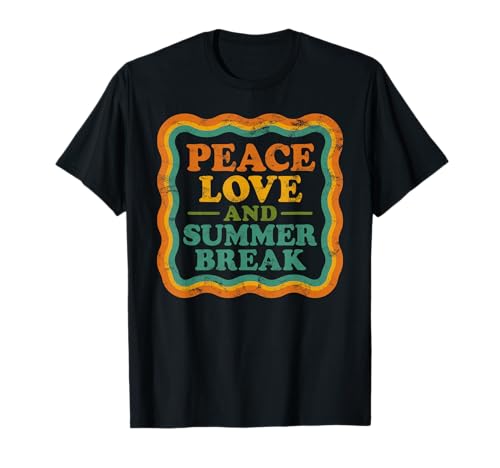 Peace Love And Summer Break Retro Beach Vibes T-Shirt