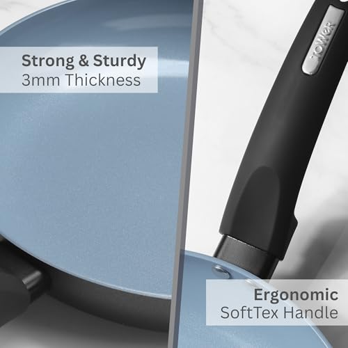 Image of Tower Cerasure 22cm Ceramic Non-Stick Fry Pan /Skillet /Omelette Pan - Low-Oil Cooking, Quick & Even Heating, Gas & Induction Compatible, Soft-Touch Handle, 100% Toxin Free,1.5-Year Warranty