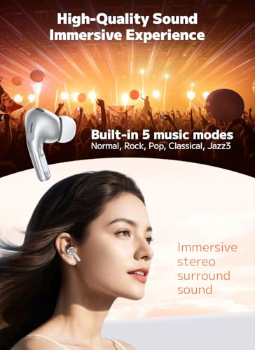 Image of Wireless Earbuds, Bluetooth 5.4 Ear Buds, ENC Noise Cancelling Headphones with 48H Playtime, Bass Stereo Sound, Compatible with iPhone Air /17 /16 /15 /14 /Android, Pad - Sky Blue