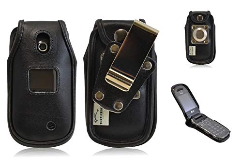 LG Revere 3 VN170 Flip Phone for Rugged Heavy Duty Leather Fitted Cover Case W/Metal Clip