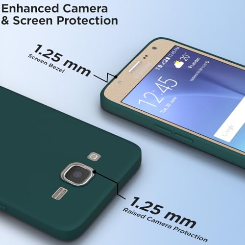 Image of Outlouders Back Cover for Samsung Galaxy J7 2015 / J7 / J7 Nxt | Camera Protection | Durable Soft Matte Silicone Bumper Case (Green)