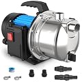 FLUENTPOWER 1.5HP Portable Garden Transfer Pump, 1200GPH Electric Sprinkler Booster Pump, Shallow Well Jet Pump for Home Lawn Irrigation and Water Draining