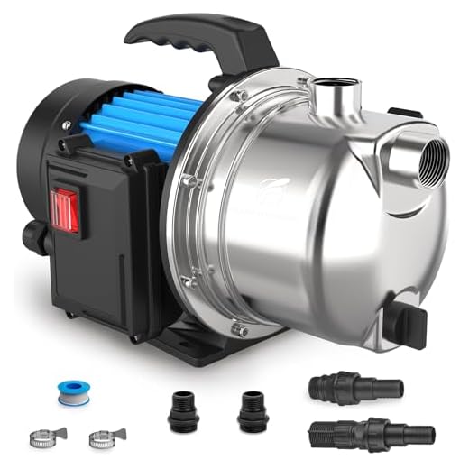 FLUENTPOWER 1.5HP Portable Sprinkler Booster Pump, Stainless Steel Shallow Well Pump 1200GPH, Water Pressure Transfer Pump for Home Garden Lawn Irrigation