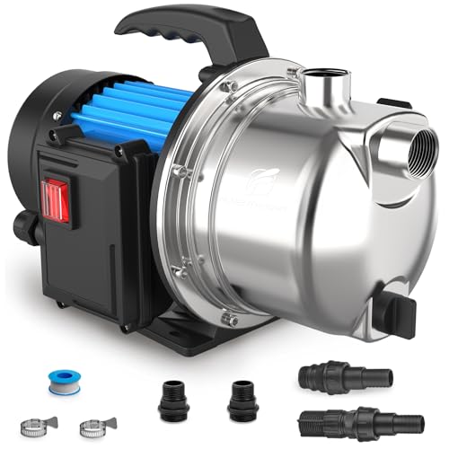 Image of FLUENTPOWER Shallow Well /Deep Garden Pump, 1.5HP 1200GPH Portable Water Booster Jet Pump for Home, Garden, Lawn, Sprinkler Irrigation, Water Transfer, Stainless Steel