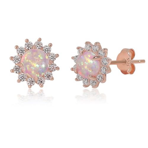 Pierre de naissance d'octobre boucles d'oreilles opale ronde