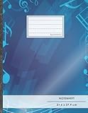 Notenheft: DIN A4 • 48 Seiten, 24 Blatt, 12 Systeme, „Dunkelblau“ • Original #GoodMemos Schulheft • Mit Inhaltsverzeichnis und Seitenzahlen, Noten-Lineatur 14