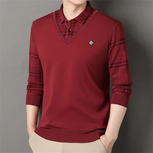 Men's Business Pullover Polo Shirt Neck Sweaters Fake 2 Piece Fashion Business Causal Pullovers2